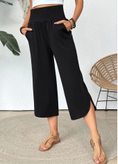 Black Straight Leg Elastic Waist High Waisted Pants | thumb picture 