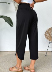 Black Straight Leg Elastic Waist High Waisted Pants | thumb picture 