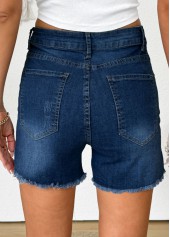 Denim Blue Button Fly High Waisted Denim Shorts | thumb picture 