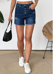 Denim Blue Button Fly High Waisted Denim Shorts | thumb picture 