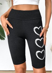 Black Heart Print High Waisted Short Elastic Waist Leggings | thumb picture 