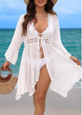 White Long Sleeve V Neck Cover Up | thumb picture 