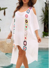 Curved Hem Weave White Cover Up | thumb picture 