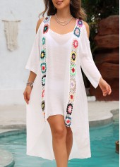 Curved Hem Weave White Cover Up | thumb picture 