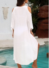 Curved Hem Weave White Cover Up | thumb picture 