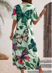 Multi Color Butterfly Print Maxi Short Sleeve Dress | thumb picture 