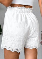 White Straight Leg Elastic Waist Mid Waisted Shorts | thumb picture 
