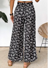 Black Ditsy Floral Print Wide Leg Elastic Waist Pants | thumb picture 