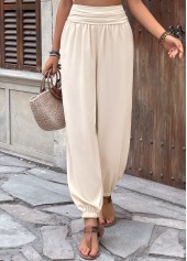 Skin Color Jogger Elastic Waist High Waisted Pants | thumb picture 