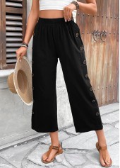 Black Straight Leg Elastic Waist High Waisted Pants | thumb picture 