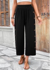 Black Straight Leg Elastic Waist High Waisted Pants | thumb picture 