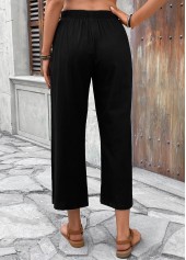 Black Straight Leg Elastic Waist High Waisted Pants | thumb picture 