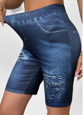 Denim Blue Ombre Mid Waisted Knee Length Leggings | thumb picture 