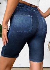 Denim Blue Ombre Mid Waisted Knee Length Leggings | thumb picture 
