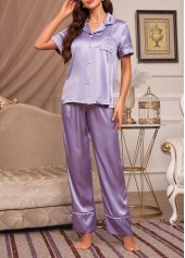 Purple Short Sleeve Lounge Top and Pants | thumb picture 