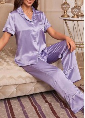 Purple Short Sleeve Lounge Top and Pants | thumb picture 