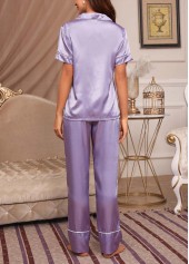 Purple Short Sleeve Lounge Top and Pants | thumb picture 