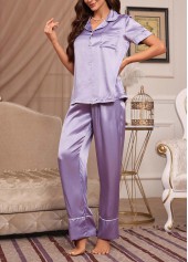 Purple Short Sleeve Lounge Top and Pants | thumb picture 