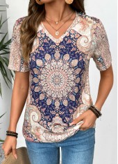 Multi Color Tribal Print Short Sleeve T Shirt | thumb picture 