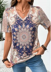 Multi Color Tribal Print Short Sleeve T Shirt | thumb picture 