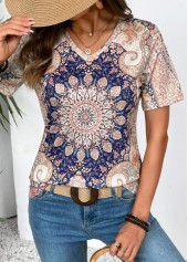 Multi Color Tribal Print Short Sleeve T Shirt | thumb picture 