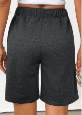 Dark Grey Straight Leg Elastic Waist High Waisted Shorts | thumb picture 