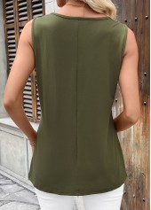 Olive Green Patchwork Sleeveless V Neck Tank Top | thumb picture 