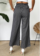 Dark Grey Striped Wide Leg Elastic Waist Pants | thumb picture 