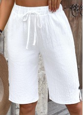 White Elastic Waist High Waisted Pants | thumb picture 