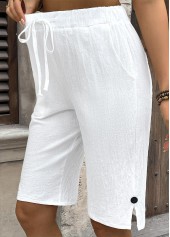 White Elastic Waist High Waisted Pants | thumb picture 