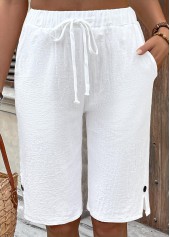 White Elastic Waist High Waisted Pants | thumb picture 