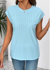 Light Blue Tuck Stitch Short Sleeve T Shirt | thumb picture 