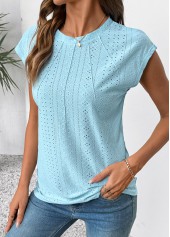 Light Blue Tuck Stitch Short Sleeve T Shirt | thumb picture 