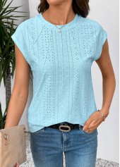 Light Blue Tuck Stitch Short Sleeve T Shirt | thumb picture 