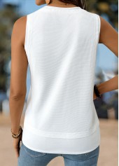 White Patchwork Sleeveless Round Neck Tank Top | thumb picture 