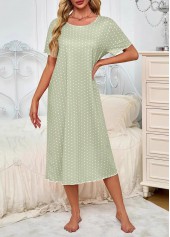 Light Green Polka Dot Short Sleeve Round Neck Nightdress | thumb picture 