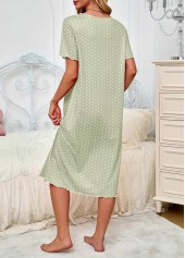 Light Green Polka Dot Short Sleeve Round Neck Nightdress | thumb picture 
