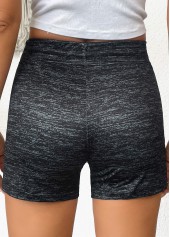 Black Letter Print Skinny Drawastring High Waisted Shorts | thumb picture 