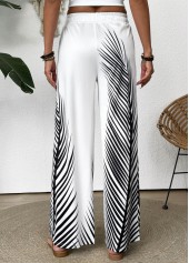 White Wide Leg Elastic Waist Mid Waisted Pants | thumb picture 