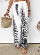 White Wide Leg Elastic Waist Mid Waisted Pants | thumb picture 