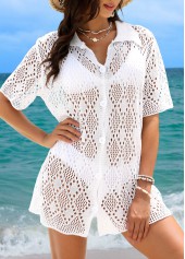 White Turn Down Collar Cover Up | thumb picture 