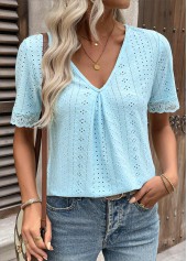 Light Blue Tummy Coverage Short Sleeve T Shirt | thumb picture 