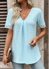 Light Blue Tummy Coverage Short Sleeve T Shirt | thumb picture 