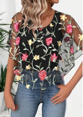 Black Short Sleeve Scoop Neck T Shirt | thumb picture 