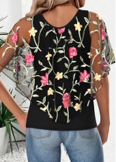 Black Short Sleeve Scoop Neck T Shirt | thumb picture 