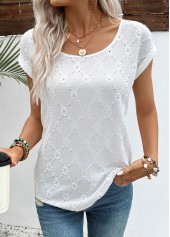 Raw White Short Sleeve Scoop Neck T Shirt