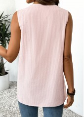 Pink Striped Sleeveless Split Neck Tank Top | thumb picture 