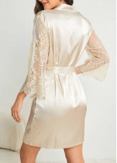 Beige 3/4 Sleeve V Neck Nightdress | thumb picture 