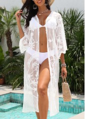 Scalloped Hem White Half Sleeve Cover Up | thumb picture 