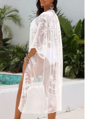 Scalloped Hem White Half Sleeve Cover Up | thumb picture 